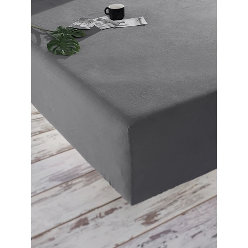 Простирадло на гумці Stonewash SoundSleep Adriatic dark gray темно-сіра 160х200 см (93198523): Склад 100% бавовна