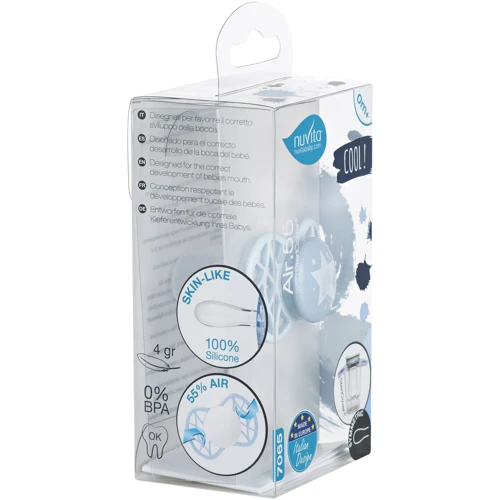 Пустышка Nuvita Air55 Cool симметричная с колпачком 0m+ звезда голубая (NV7065BS): Вид пустышки классическая