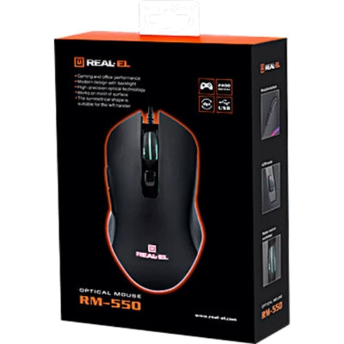 Мышь REAL-EL RM-550 Black: Эргономика для правой руки