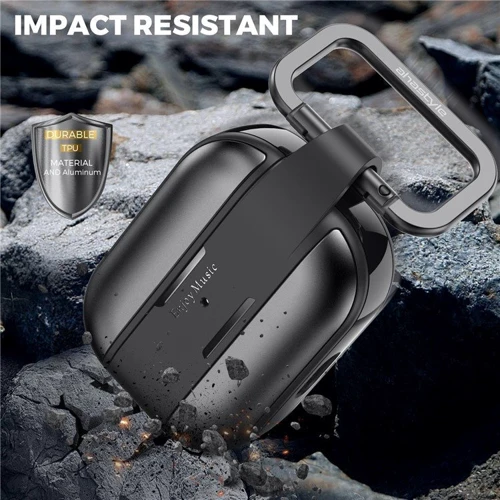 Чохол для навушників AhaStyle Premium TPU Black with Carabiner (WG75PRO2BLK) для AirPods Pro 2 фото 3