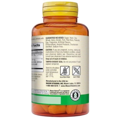 Mason Natural Vitamin C 1000 mcg Plus Rose Hips and Bioflavonoids Complex Витамин С 60 таблеток: Пол Унисекс