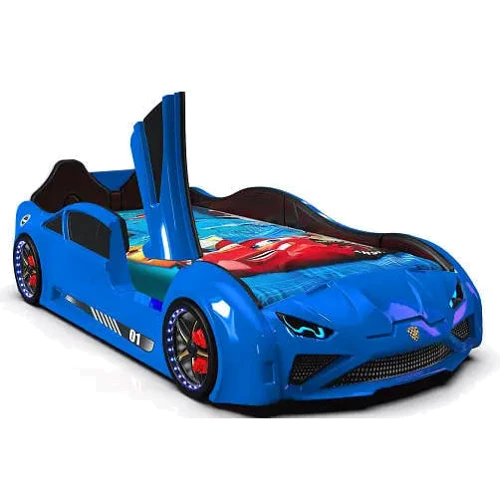 Дитяче ліжко машина Lamborghini синя: Стінка, що опускається Нет