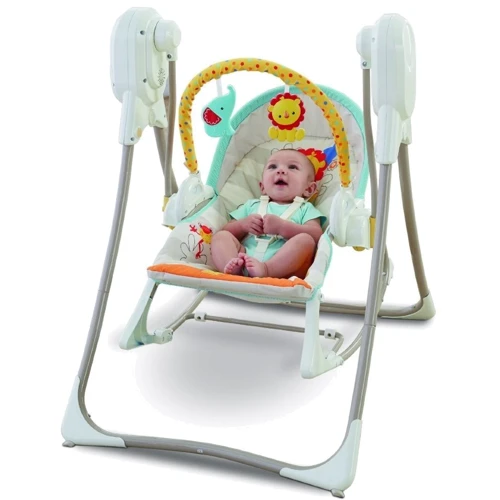 Детское кресло-качалка Fisher-Price 3в1 DeLuxe (BFH07): Дополнительные удобства Контроль скорости движения, Звуковое сопровождение, Система складывания, Ремни безопасности