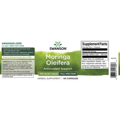 Swanson Moringa Oleifera 400 mg Моринга 60 капсул: Форма выпуска Капсулы