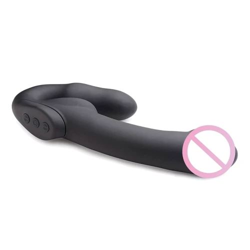 Evoke Rechargeable Vibrating Silicone Strapless Strap On - страпон 24.7x4 см, черный