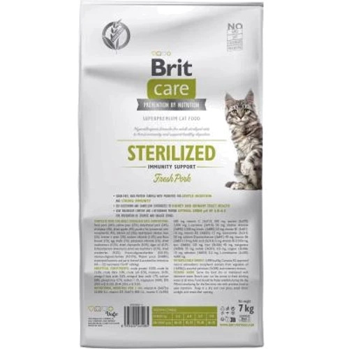 Сухой корм Brit Care Cat GF Sterilized Immunity Support для стерилизованных кошек свинина 7 кг (8595602565085): Тип Сухой корм