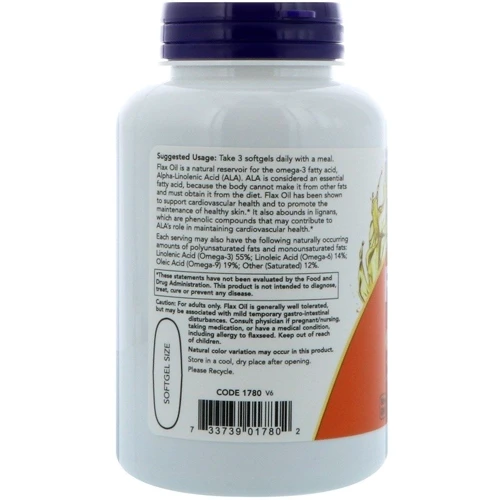 NOW Foods HI-LIGNAN FLAX OIL ORGANIC 120 SGELS Льняное масло: Форма выпуска Капсулы