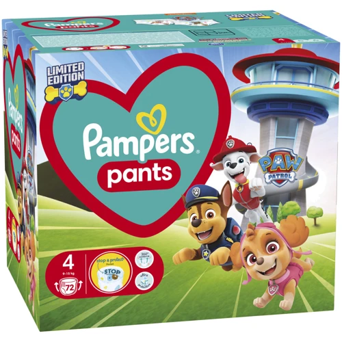 Подгузники Pampers Maxi Размер 4 (9-15 кг) Paw Patrol 72 шт (8006540863572): Тип Подгузники-трусики