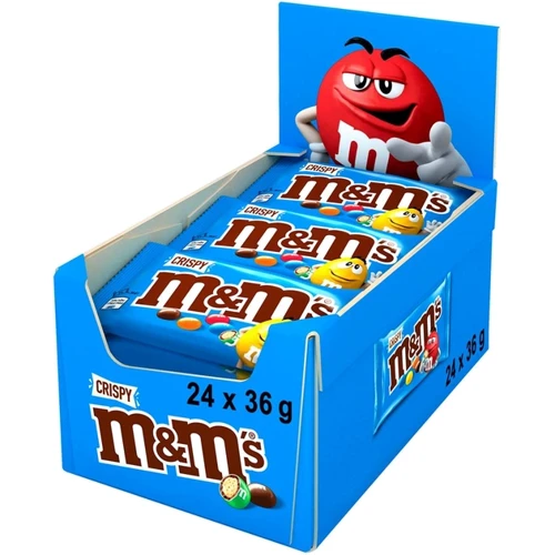 Упаковка драже M&M's Crispy з рисовими кульками в молочному шоколаді 24х36 г (УП5000159542814)