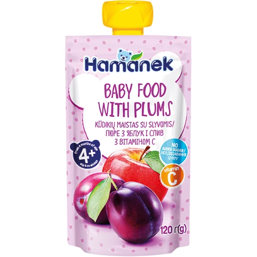 Пюре Hame Хаманек (пауч) яблоко с сливой 120 (8595139783976)