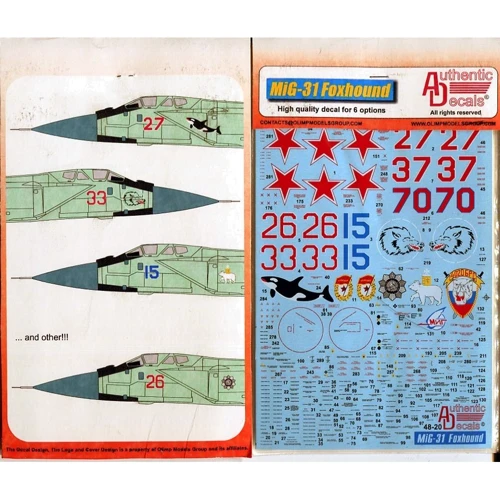 Декаль Authentic Decals для МиГ-31 Foxhound (AMK) AD4820