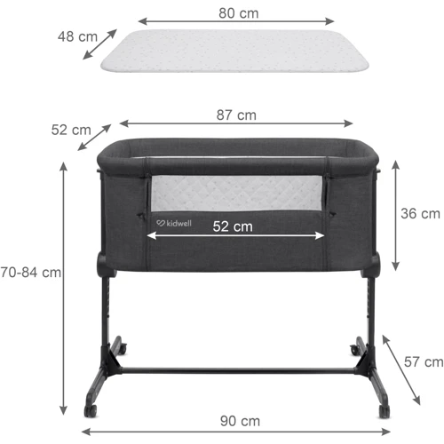Приставная кроватка Kidwell Snuzzy Dark Grey