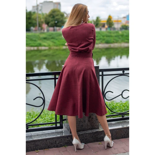 Платье FLFashion Плутос ХПП 3212 46 бордовое повседневное удлиненное миди: Состав Лен