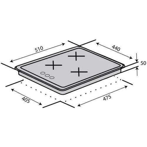Варочная поверхность Ventolux HG430-L3 CEST (BK): Размеры для встраивания 40.5x47.5