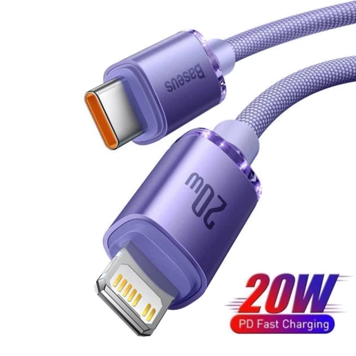 Кабель Baseus Cable USB-C to Lightning Crystal Shine 20W 1.2m Purple (CAJY000205): Длина 1.2 м