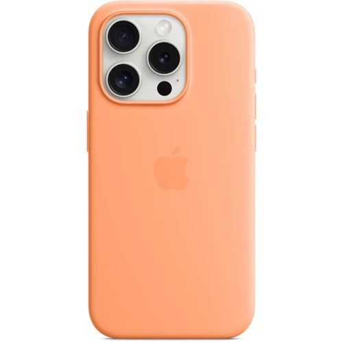 Чехол для iPhone Apple iPhone 15 Pro Silicone Case with MagSafe - Orange Sorbet (MT1H3ZM/A): Материалы Силикон