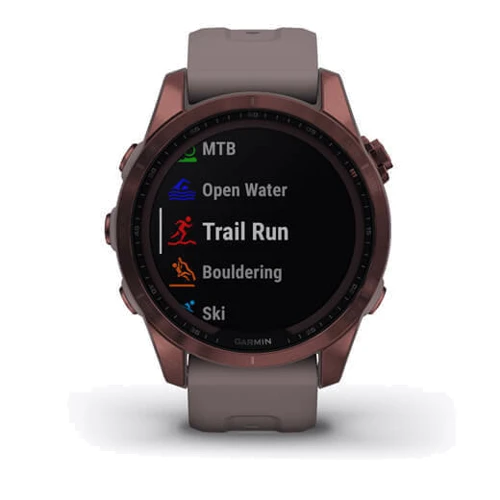 Смарт-часы Garmin Fenix 7S Sapphire Solar Dark Bronze Titanium with Shale Grey Band (010-02539-29): Сенсорный экран есть