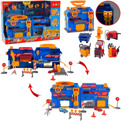 Паркинг пластик + металл, 2 машинки в комплекте, свет, звук (SK-599SB): Производитель Noname