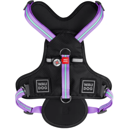 Шлея WAUDOG Nylon с QR-паспортом, безопасная, металлическая пряжка-фастекс 20 мм 60-80 см фиолетовая (52499): Производитель WAUDOG