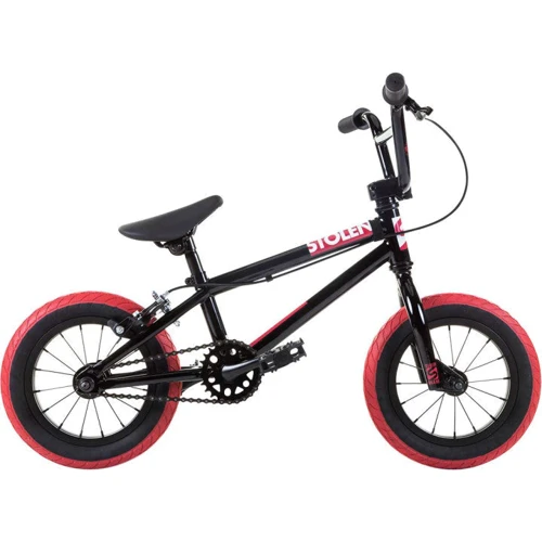 Велосипед дитячий Велосипед 12 "Stolen AGENT 13.25" 2021 BLACK W / DARK RED TIRES
