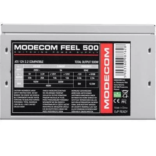 Блок питания Modecom Feel 500W Bulk (ZAS-FEEL-00-500-ATX-PFC): Мощность, Ватт 500
