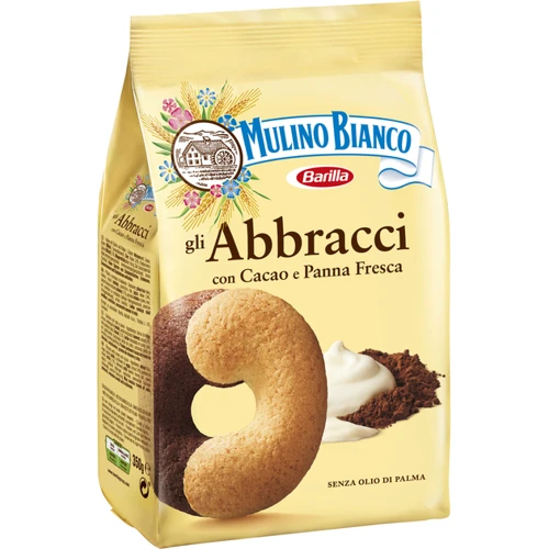 Печенье Mulino Bianco Abbracci шоколадно-молочное 350 г (8076809574082): Вес нетто 350 г
