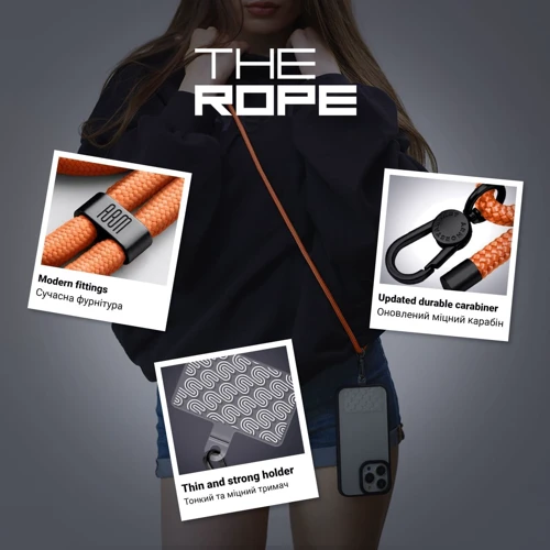 Ремешок для смартфона ArmorStandart Rope Black Tangerine with Clear holder (ARM86430) фото 3