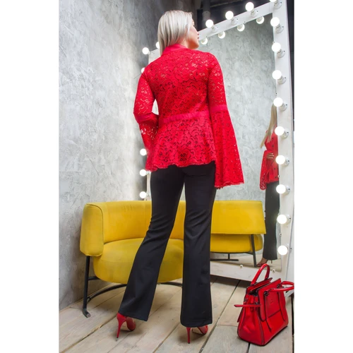 Блуза FLFashion Рената УБР 2983 46 красная с длинным рукавом: Сезон Демисезон