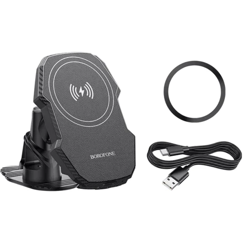 Держатель Borofone Car Holder BH216 Wireless Charger 15W Black: Особенности MagSafe, wireless charging, автодержатель