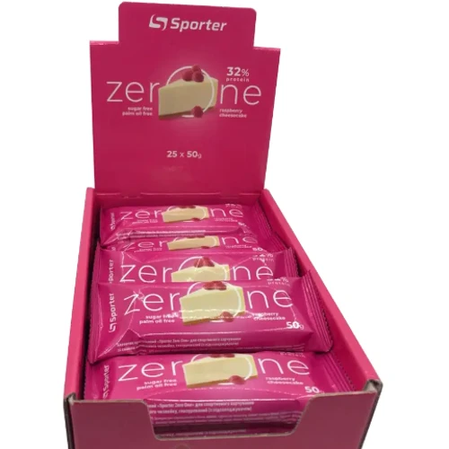 Протеиновые батончики Sporter ZerOne 25x50g Rapsberry cheesecake