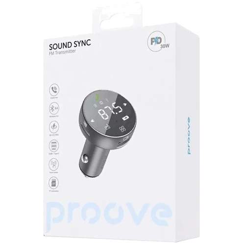 FM-трансмиттер Proove FM Launcher Sound Sync 30W (PD+QC3.0) Gray фото 4