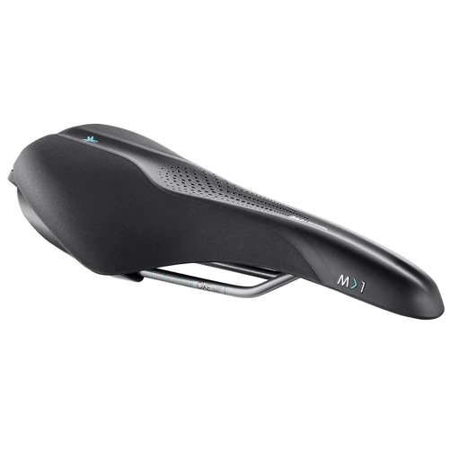 Сідло Selle Royal SCIENTIA M1 Moderate, 3D skingel, оббивка Black gummy / Black mokka, 289х141мм, 425г, рейли сталь + Curva suspension, unisex, чорне