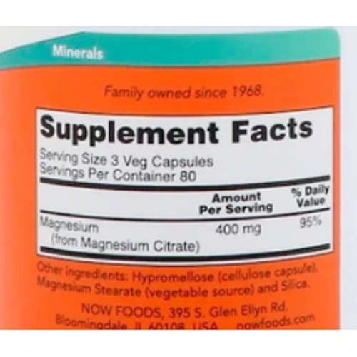 Now Foods Magnesium Citrate Магній 240 капсул