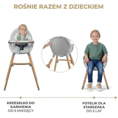 Стульчик для кормления KinderKraft Fini 2 Grey (Hnrt_4819): Материал дерево