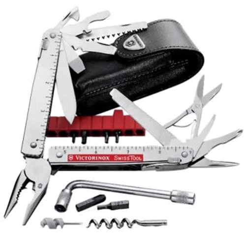 Мультитул Victorinox Swisstool Plus 115мм/38предметов + черный кожаный чехол (3.0338.L)