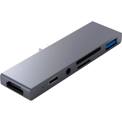 Адаптер Qitech Adapter USB-C to USB-C+USB3.0+micro SD+SD+HDMI+Mini-jack 3.5 Space Gray (QT-Hub3)