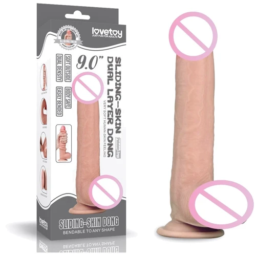 Фаллоимитатор LoveToy Sliding-Skin Dual Layer Dong 9" Flesh