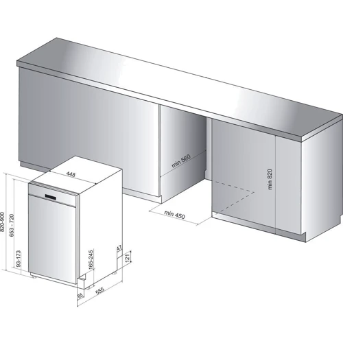 Встраиваемая посудомоечная машина Whirlpool WSBC3M17X: Цвет нержавеющая сталь