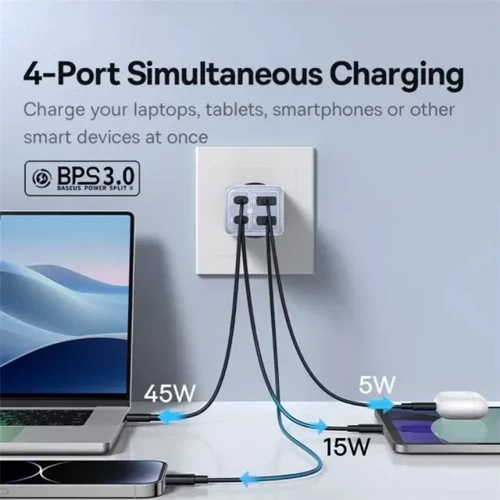 Зарядное устройство Baseus Wall Charger GaN6 Pro 2хUSB-C+2xUSB 65W Purple with USB-C Cable (P10162701533-00) фото 7