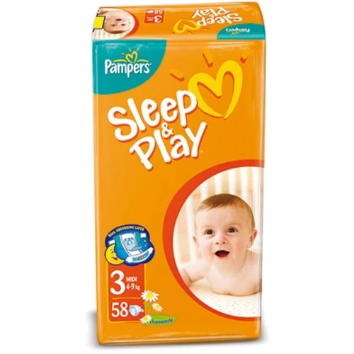PAMPERS Sleep&Play Midi (4-9 кг) 58 шт.+Active Baby-Dry Midi (4-9 кг) 3 шт.
