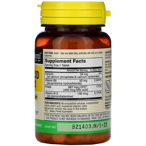 Mason Natural Folic Acid B6 & B12 Фолиевая кислота Витамины В6 и В12 90 таблеток: Тип Витамин B