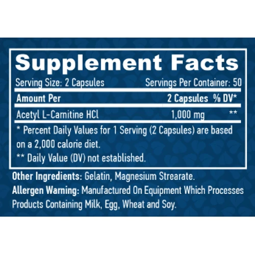 Haya Labs Acetyl L-Carnitine 1000 mg Ацетил L-карнитин 100 капсул: Тип L Карнитин