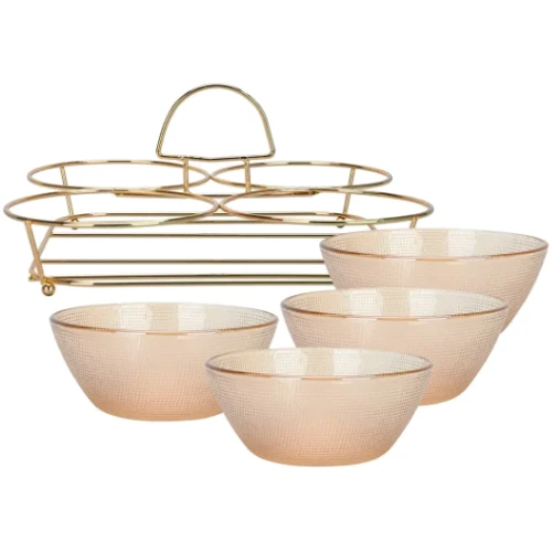 Менажница Fissman 24x24x13 см на стальной подставке 4х350 мл (16395)