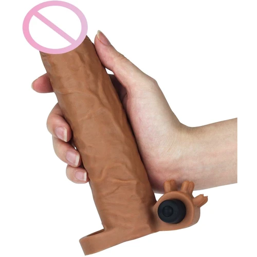 Насадка на член LoveToy Pleasure X-Tender Vibrating Penis Sleeve Add 2" Brown