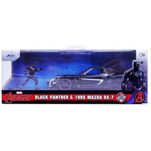 Машина металлическая Jada Marvel Avengers Mazda RX-7 с фигуркой Черной пантеры 1:32 (253223023): Масштаб 1:32