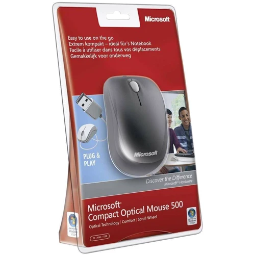 Мышь Microsoft Compact Optical 500 (U81-00083): Эргономика для правой и левой руки