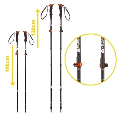 Треккинговая палка Mountain Goat Pro+ Black/Orange 43-130см (MG0008)