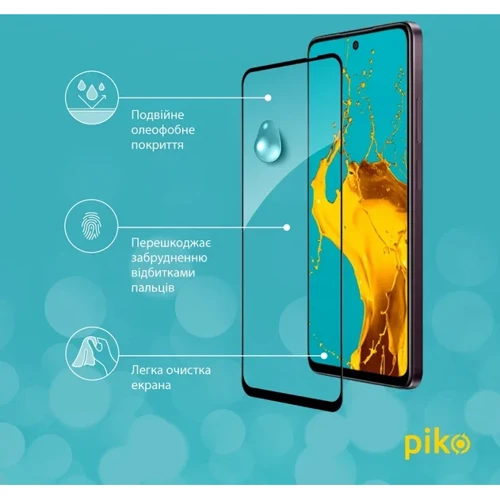 Piko Tempered Glass Full Glue Black for Oppo A3x: Цвет черный