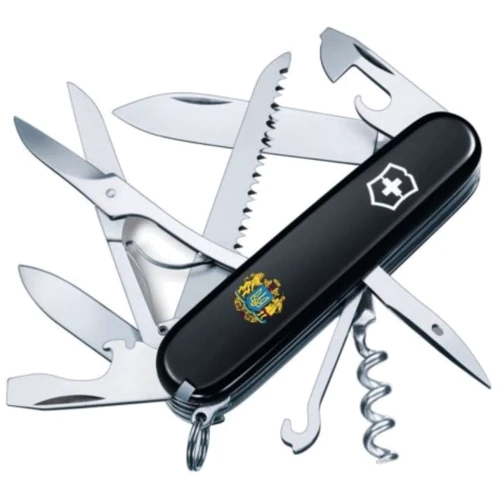 Мультитул Victorinox Huntsman Ukraine 91мм/15 функцій/чорний /Великий Герб України (1.3713.3_T0400u)