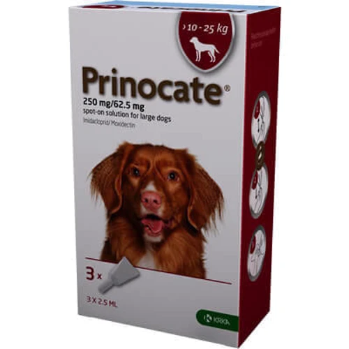 Капли от блох и паразитов Prinocate KRKA 250/62.5 мг для собак 10-25 кг №3 (3838989723156)